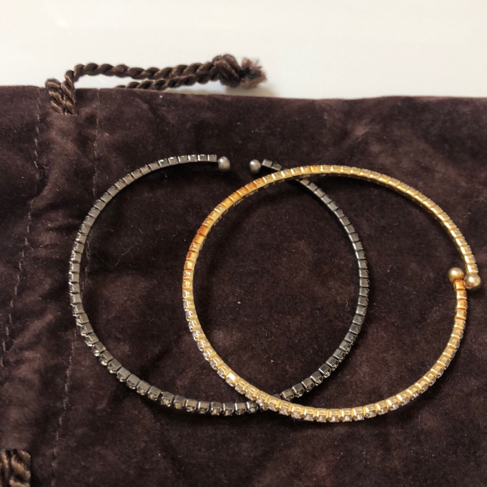 1 gold + pave stretch cuff -1 black + pave cuff